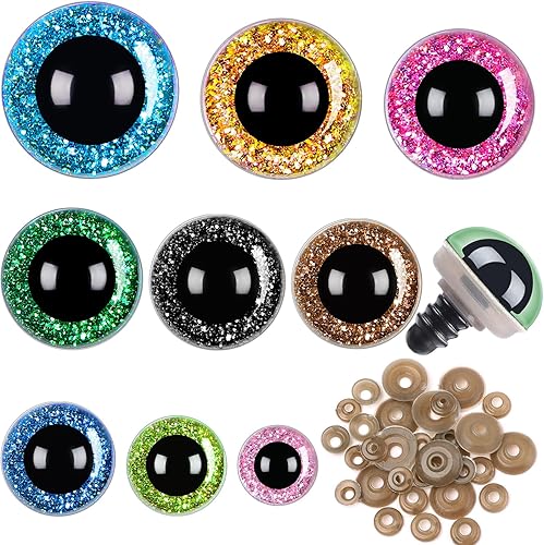 Miniatura 11 de UPINS 180 piezas de 10-20 mm de ojos y narices de seguridad grandes con arandelas para ojos de animales de peluche amigurumi, ojos de muñeca