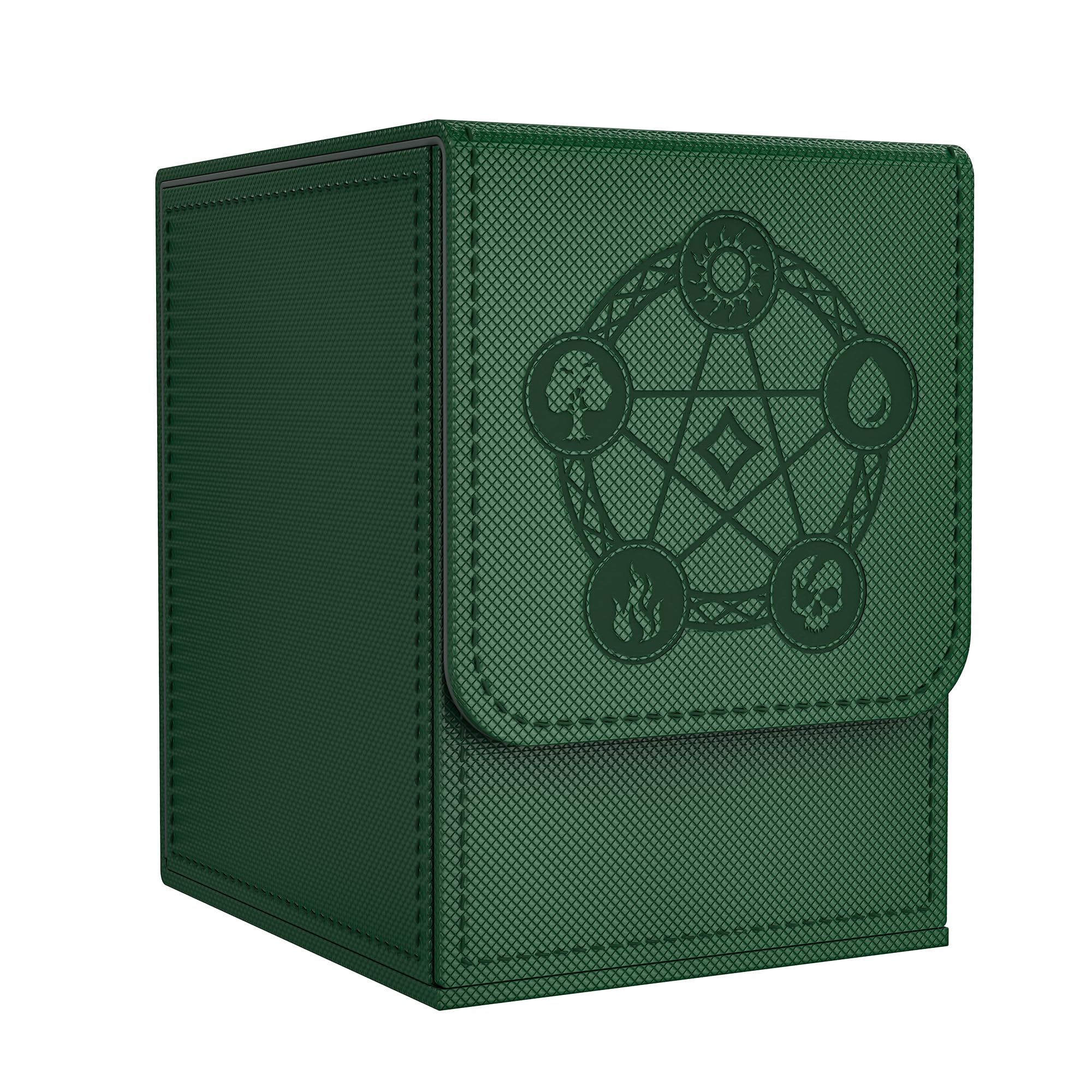 Zettokete Card Deck Box with 2 Dividers, MTG Commander Deck Box Holds 100+ Double-Sleeved Cards, Leather Magnetic Deck Case Compatible with Magic TCG CCG Cards, Green — image 1