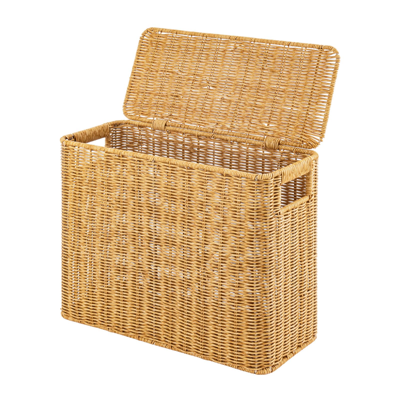 LN COZY CORNER Narrow and Tall Storage Basket with Lid Woven Magazine Holder with Handle Slim Gap Organizer Corner Storage Bin for Bathroom Toilet Paper Kitchen Utensils Living Room Toys & Sundries