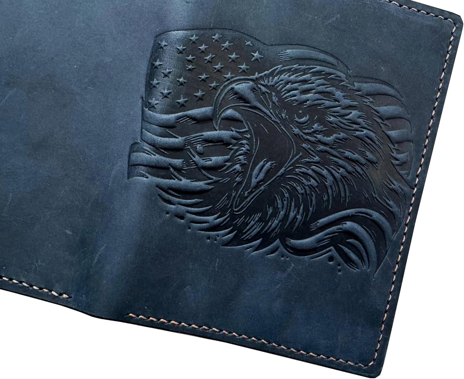 Mayan Corner - Eagle American genuine leather travel wallet, Handmade passport wallet