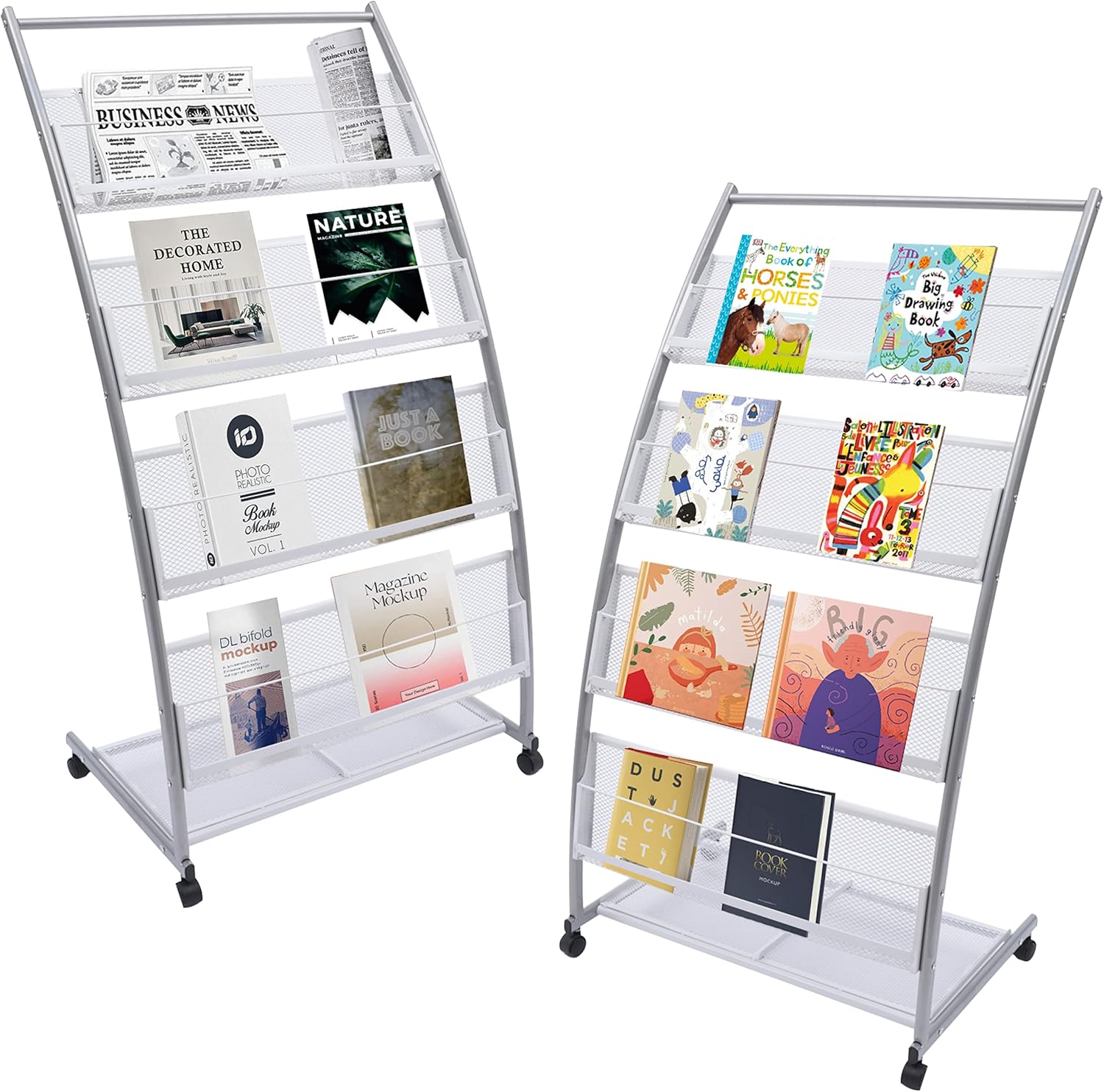kungheiRolling Magazine Rack, Floor Standing Brochure