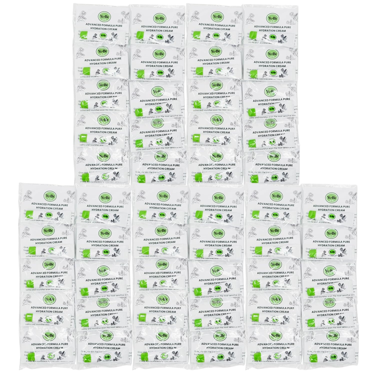 Yu-Be Advanced Formula Pure Hydration Cream Samples (50 Pack) – Fragrance-Free Hand & Body Moisturizer for Dry, Sensitive-Prone Skin – Glycerin-Rich, Travel Size (0.10 fl oz Each)