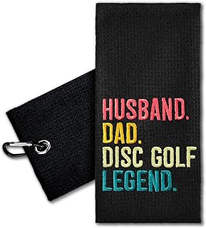 ERHACHAIJIA Husband Dad DiscGolf Legend Embroidered Disc Golf Towel with Clip. Funny DiscGolf Accessories Golf Gifts for Men Disc Golf Lover Dad, Birthday Retirement Present for Papa Husband Grandpa