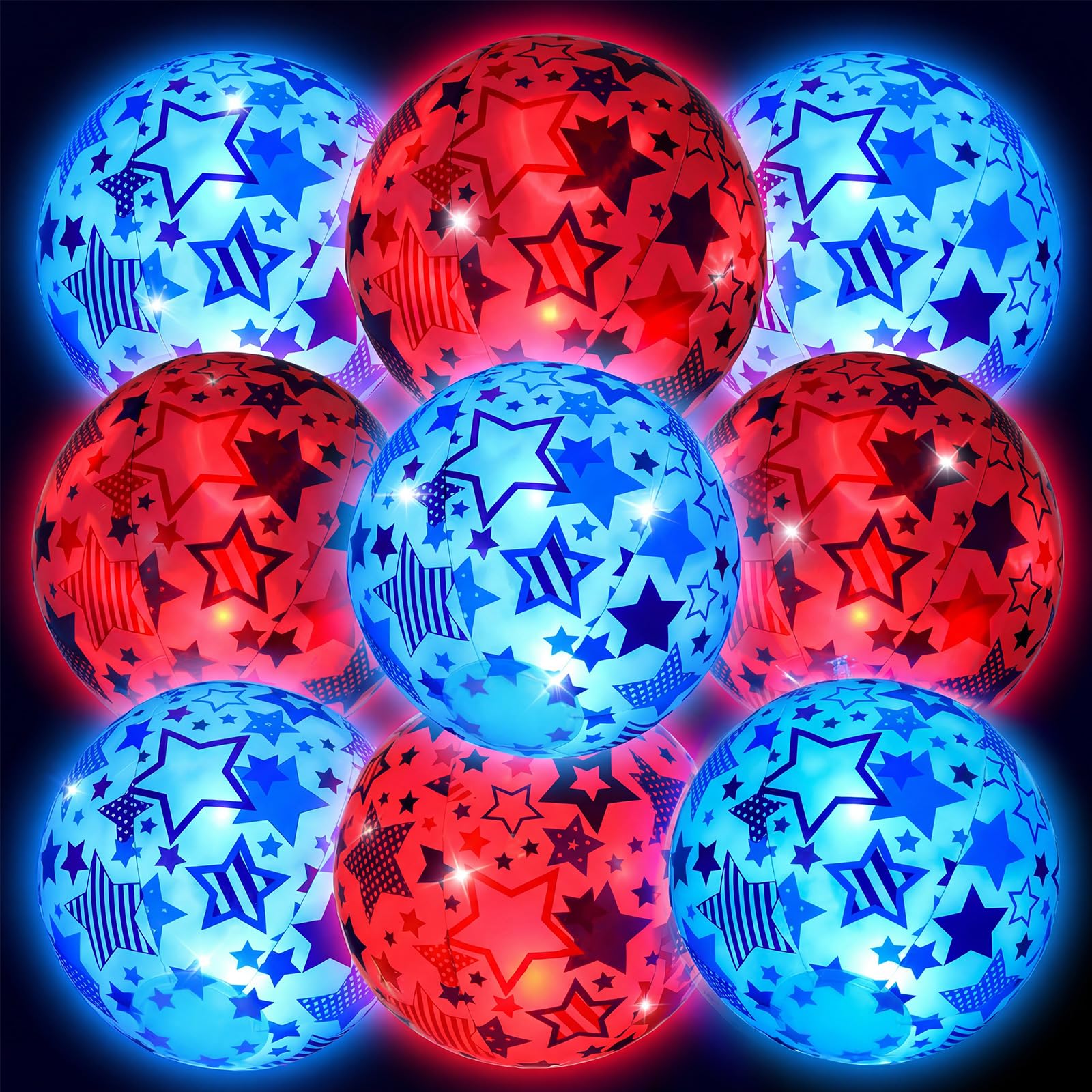 Foilswirl Lot de 6 balles de plage lumineuses pour le 4 juillet - 30,5 cm - Ballons de plage géants gonflables - Rouge, blanc et bleu - Pour adultes - 250e anniversaire de mariage - Pour l'été, la