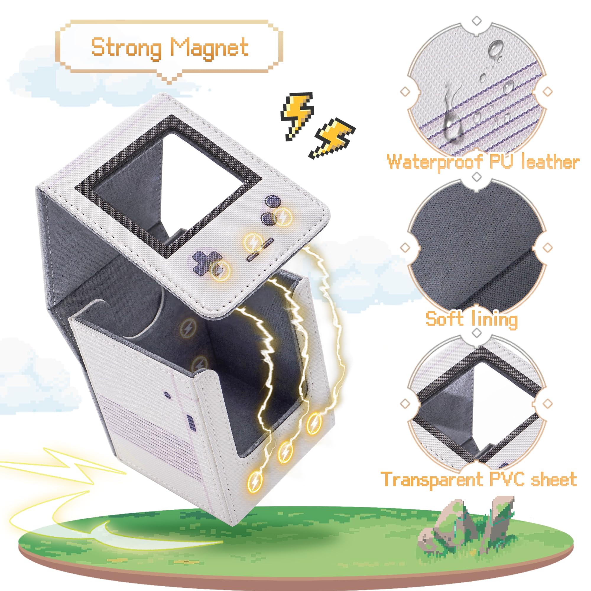 Venssu MTG Deck Box con display frontale Commander (bianco)