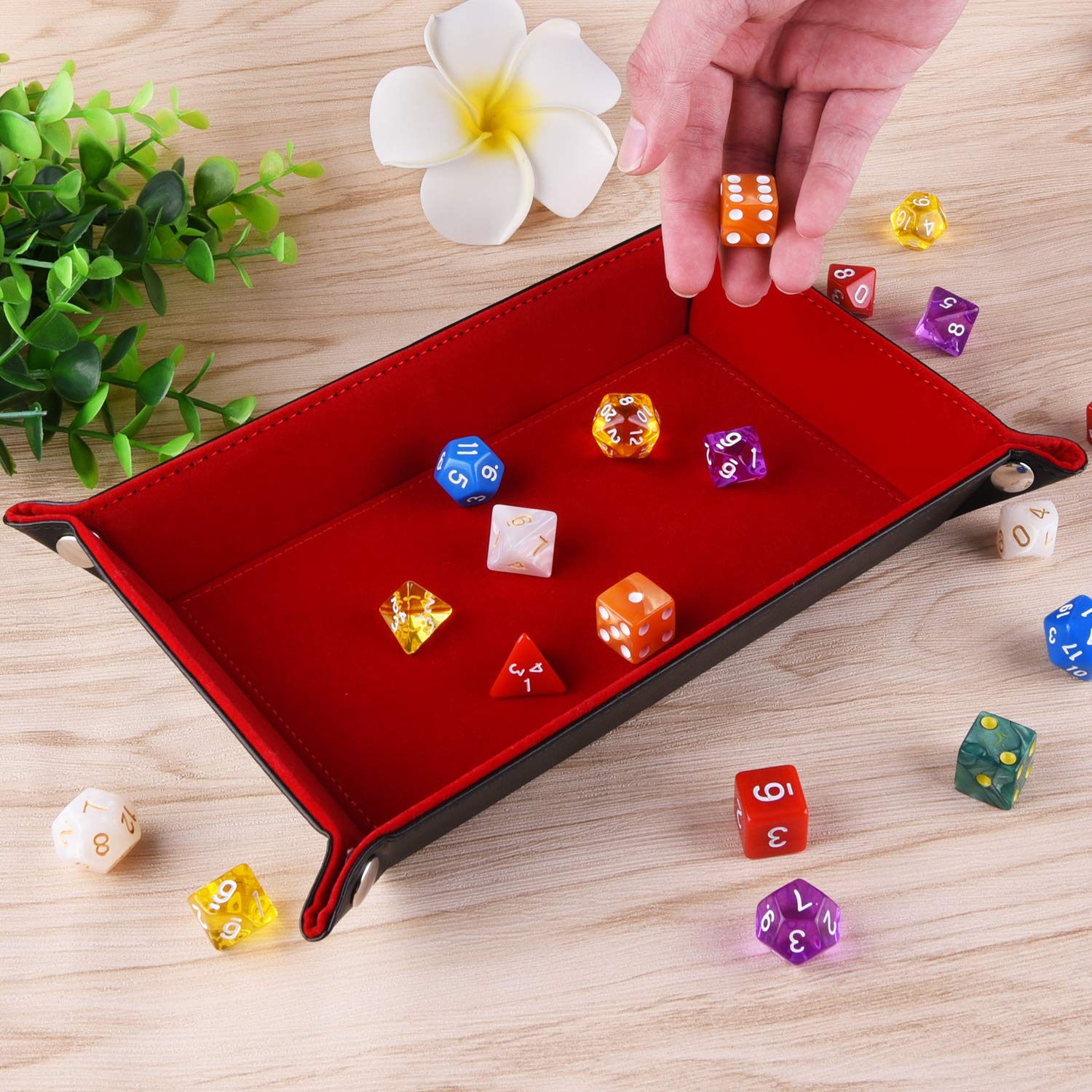 SIQUK Plateau à dés Double Face Pliant Cuir PU Velours Bordeaux pour D&D Jeux de Table