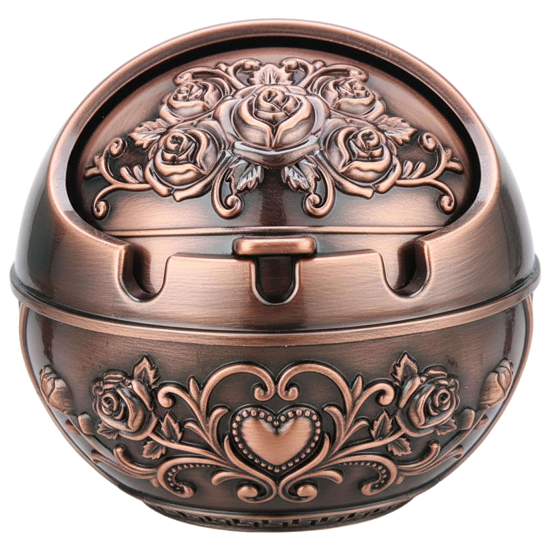 Outdoor Ashtray Outside Ashtray with lid outdoor Bronze Metal with Lid Vintage Decorative for Outside Balcony & Living Room