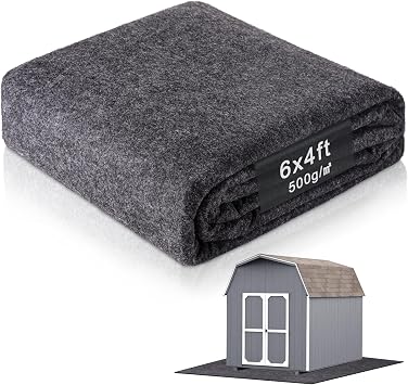 6 x 4 Ft Storage Shed Floor MatWaterproof PE Backing, 500g/m2 Thick, Washable, Dustproof, and Anti-Slip Pad for Patio, Motorcycle, and Carport to Protect Flooring from Wear