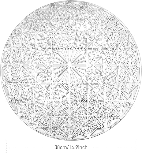 Miniatura 3 de Juego de 4 manteles individuales redondos de plata para mesa de cena, de vinilo prensado, resistente al calor, decoración de mesa para mesa de boda,