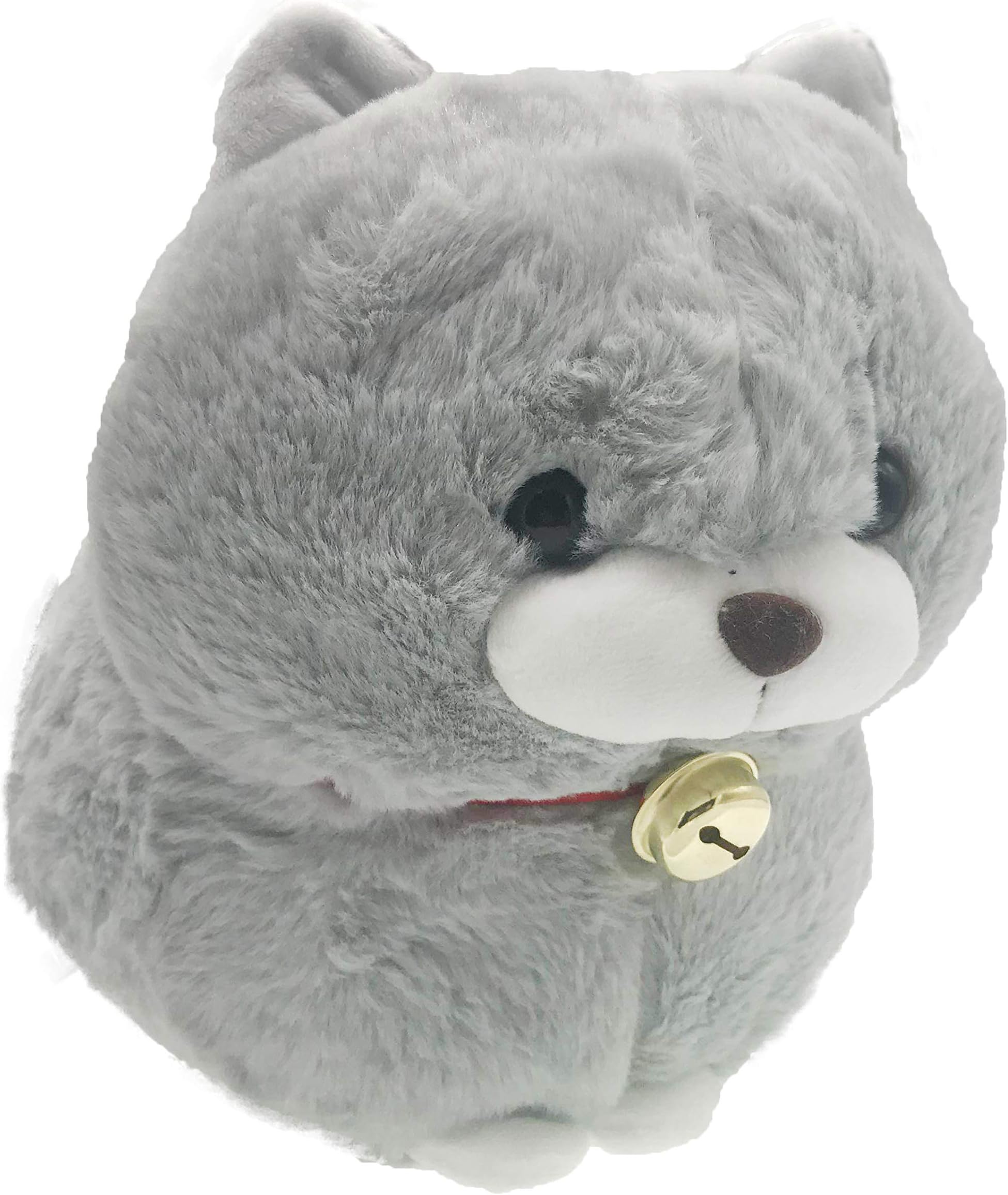 Fat Cat Stuffed Animal Fluffy Cat Plush Chubby Stuffed Kitten Plush Toy with Bell Adorable Gift for Kids Decoration 12 Inches Grey