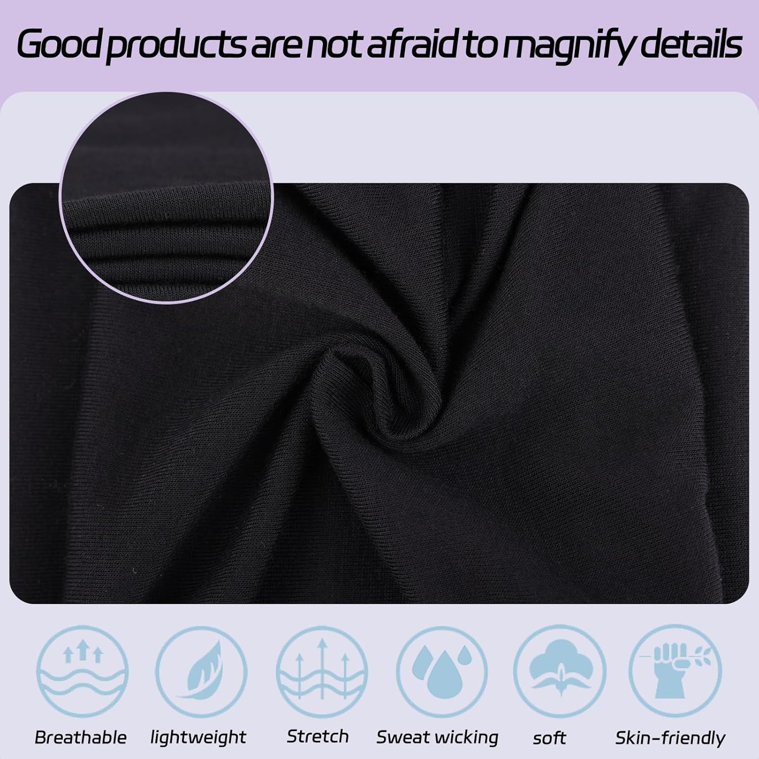 XTREND 6 Packs Wide Boho Headbands for Women Stretch Fashion Headband Extra Large Turban Headband for Yoga, Working Out, Travel or Running Black Hairband Girls Accessories (Black) - Image 2