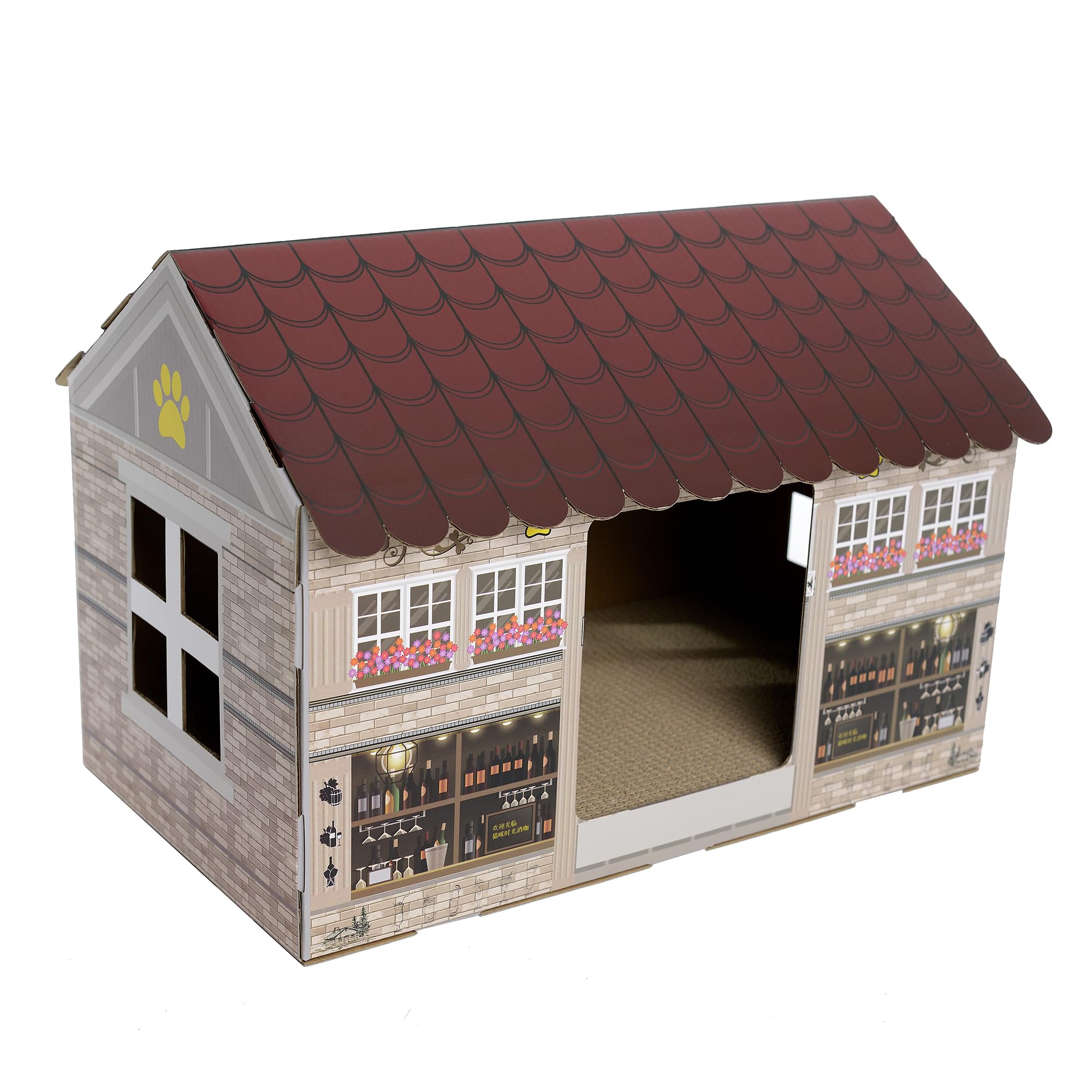 Casa de cartón para Gatos Rascador para Gatos Tipical House para Gatos Rascador para Montar Escondite Carton Corrugado