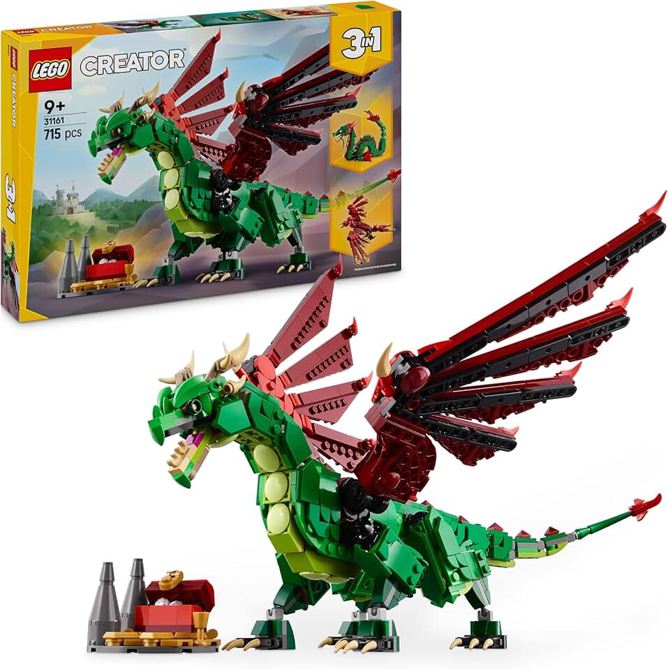 LEGO Creator 3in1 Grüner Drache - Spielzeug - Umbaubar in Spielzeug Seeschlange oder Phönix Figur - 