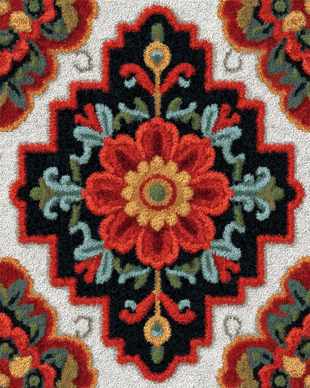 N.LANSHAN Diy Création De Tapis Et Canvas Motifs Ethniques Colorés Kit De Fabrication De Tapis Au Crochet，Kits De Bricolage，Tapisserie，Coussin，Motifs Pré-Imprimés 100x140cm