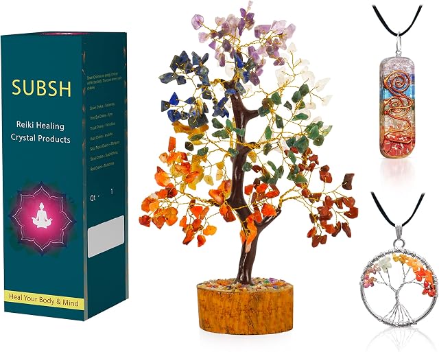 Crystal Tree - Healing Crystals - Crystals and Gemstones - Chakra Tree - Bonsai Tree - Room Decor - Ornaments for Living Room - Spiritual Gifts - Stones and Crystals - Meditation Gifts (10-12inch)