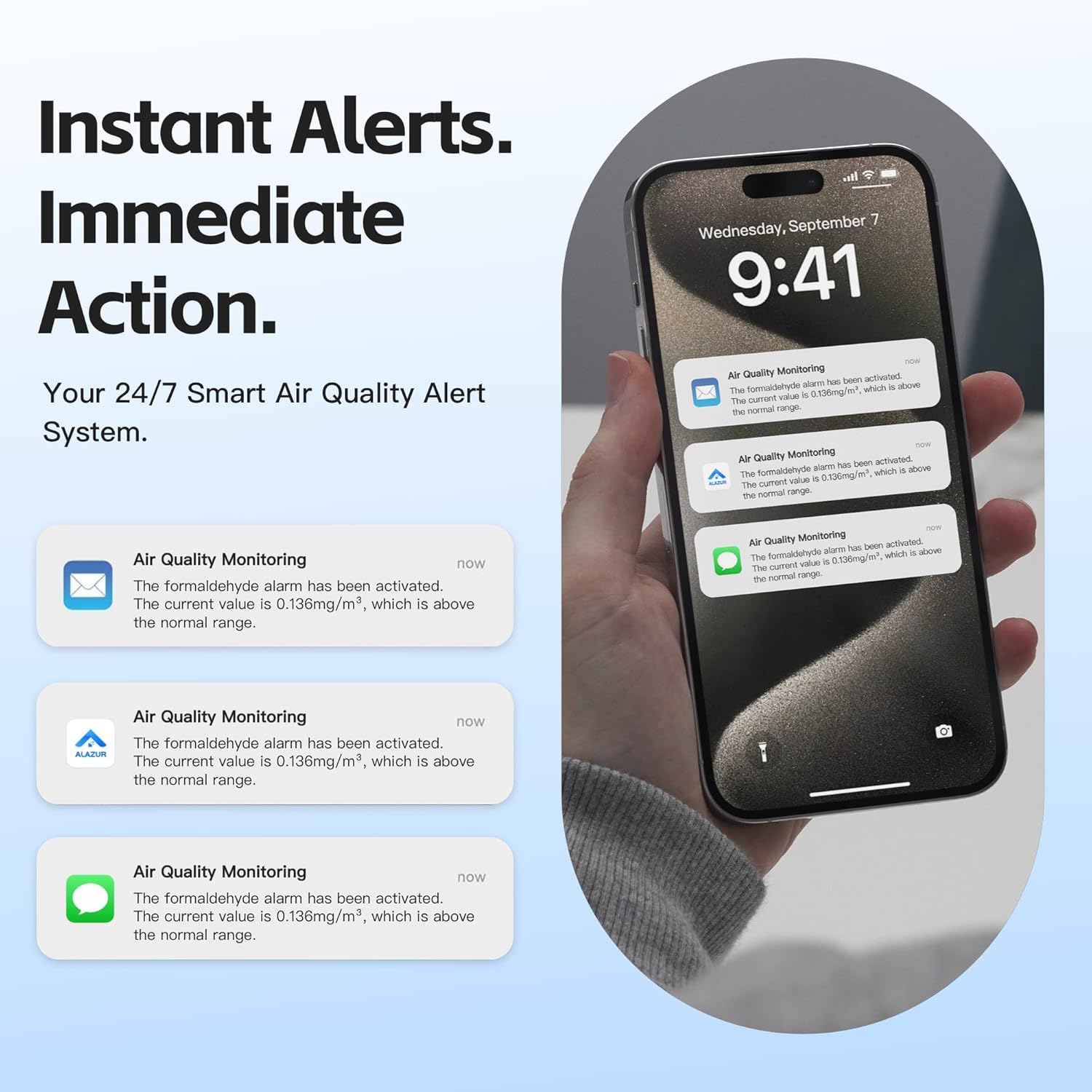Cellular Indoor Air Quality Monitor (CO₂, HCHO, Temp, Humidity, TVOC, Pressure) with 1-Year Subscription, App-Controlled Smart Air Tester for Vacation Homes, RV Pet Safety, Grow Tents & Travel