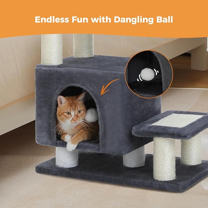 3-en-1 Escalera para perro y rascador para gato con condominio miniatura 7