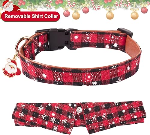 Miniatura 4 de ADOGGYGO Collar de Navidad para perro con pajarita, collar de esmoquin formal ajustable para perro con collar de camisa extraíble, collares de