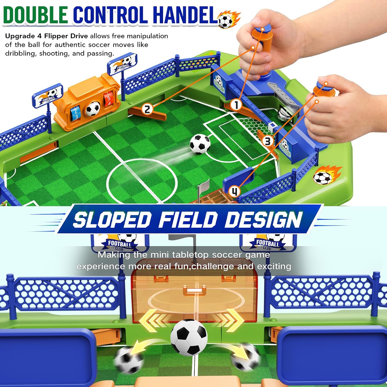 Mini Foosball Table Game for Kids – 2 Player Soccer Board Game with Scoreboard, Portable Tabletop Football Pinball Game for Boys Girls Ages 3-8, Indoor Family Party Birthday Gift Toy