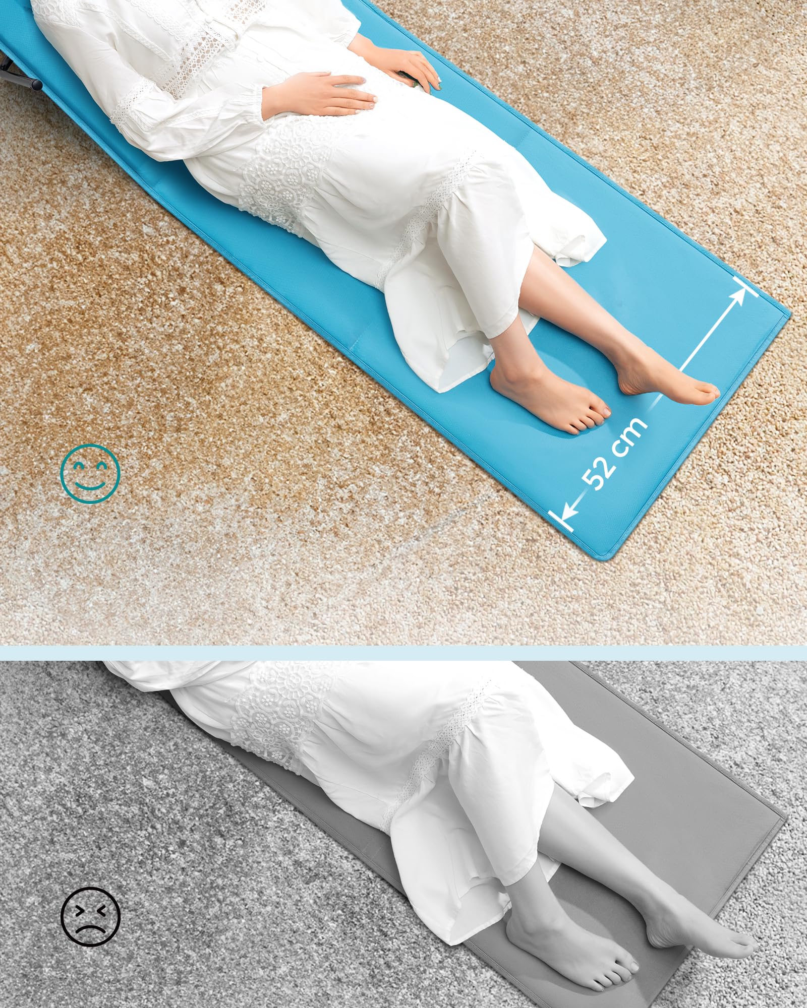 SONGMICS Zestaw 2 krzeseł plażowych Krzesło kempingowe Leżak plażowy Składane regulowane oparcie Lekki przenośny z uchwytem do basenu ogrodowego na kempingu 158 x 55 cm Błękitny GCB251Q01