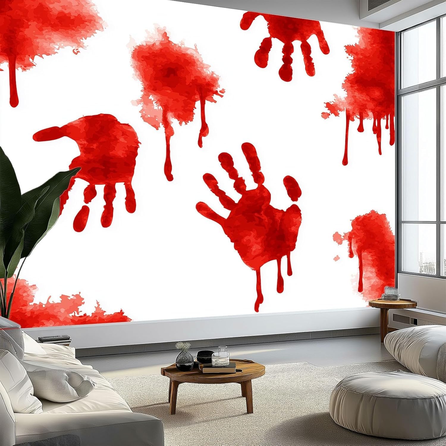 Papier peint panoramique Halloween 250x175 cm fresque 3D taches de sang pour salon