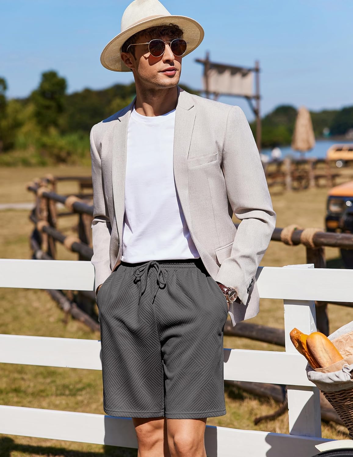 Ekouaer Men's Shorts Casual Elastic Waist Drawstring Pajama Bottoms Summer Shorts - Image 6