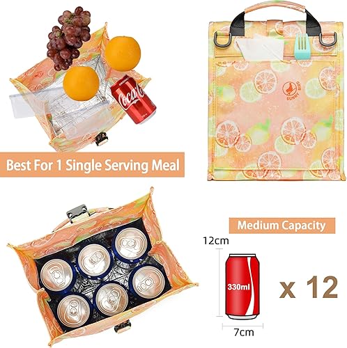 Miniatura 9 de SUNNY BIRD Lonchera térmica con tapa enrollable para mujeres, hombres, adultos y adolescentes (marrón)