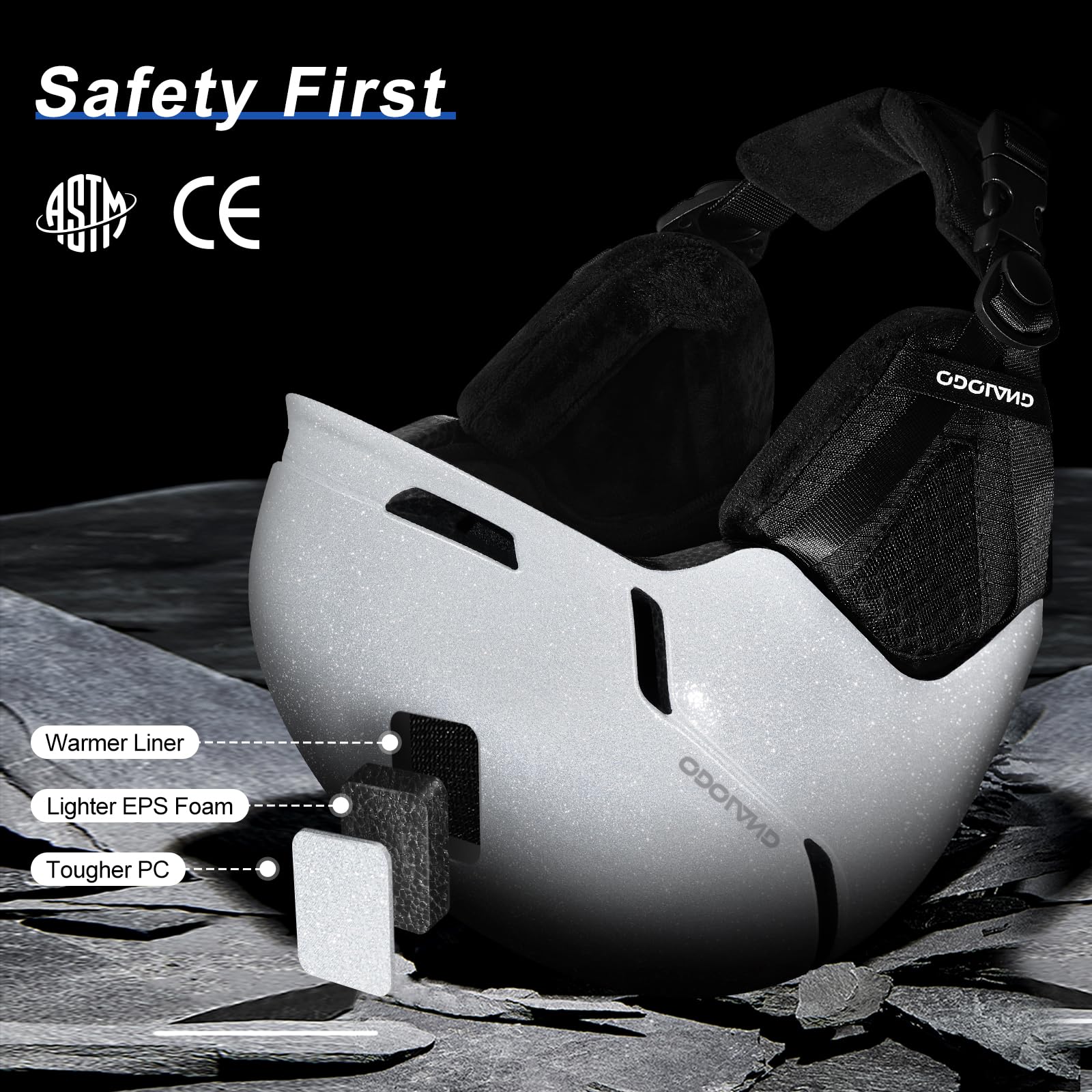 Odoland Casco da Sci per Uomo Donna Ragazzo e Ragazzi, Casco da Snowboard Ruota Regolabile, Ottima Ventilazione, Casco Ski per Sci Pattinaggio Snowboard