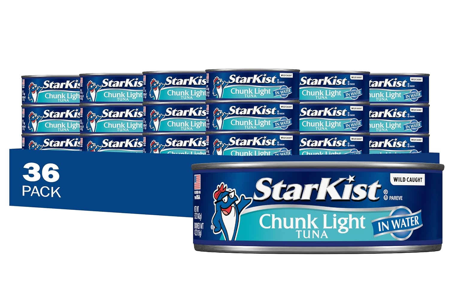 StarKist Chunk Light Tuna in Water, 36 Pack 5oz Cans - Wild Caught, 20g Protein, Gluten-Free Keto Paleo Snack