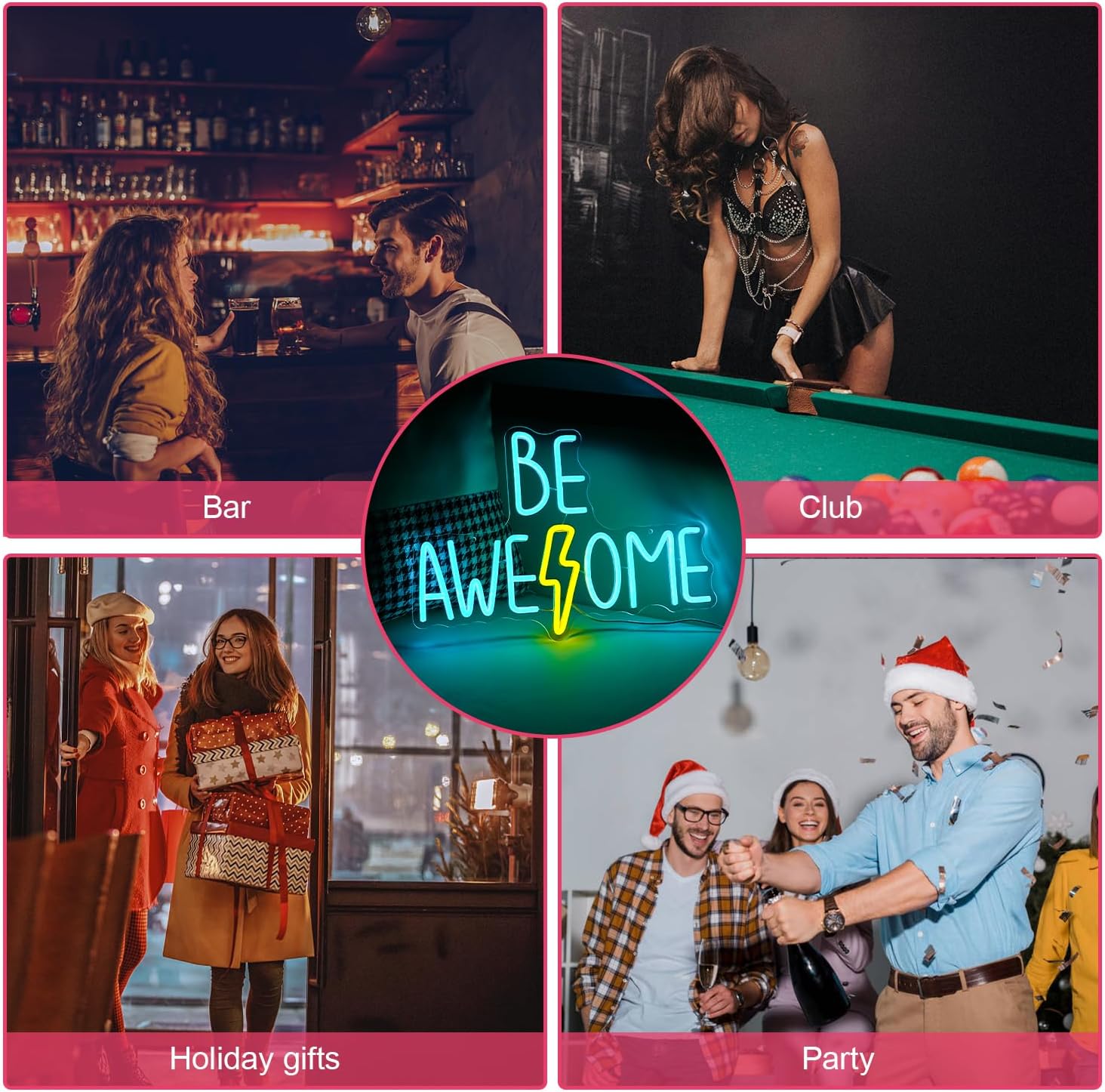 Be Awesome Neon Sign For Wall Decor Dimmable Words Led Light Up Sign Usb Powered Led Letters Neon Light For Classroom Bedroom Library Study Room Hostel Gym Office Backdrop Lights Wall Hanging Decor