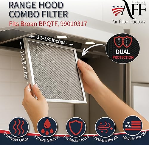 Miniatura 2 de Air Filter Factory Filtro de campana extractora BPQTF, 99010317, QT2000, WA6500, WA65F, S99010317 Reemplazo para Broan Nutone Aluminio Grasa Malla
