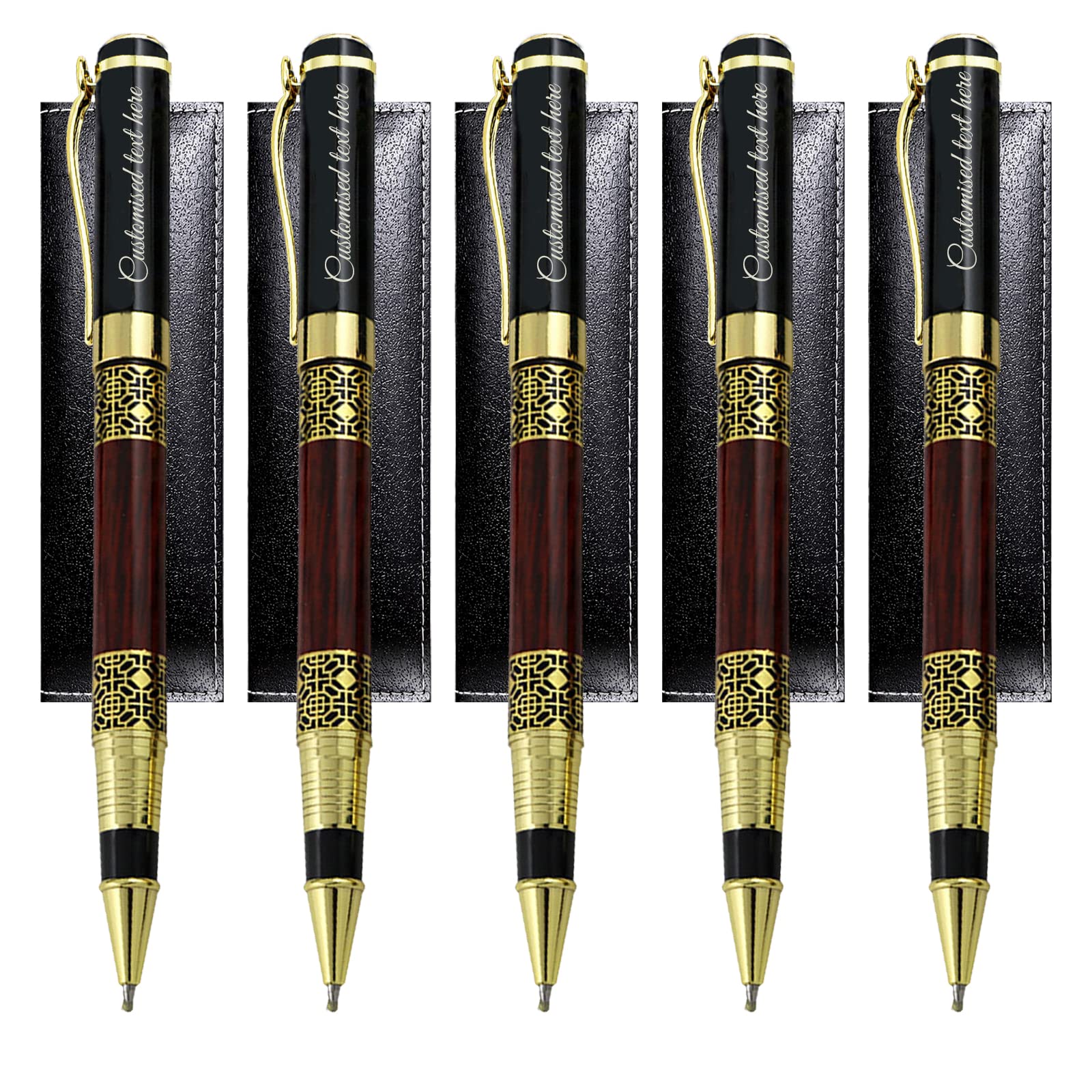 Parure de stylos personnalisés, avec message texte, parfaite pour les étudiants/enseignants/gestionnaires/avocats/professeurs, avec boîte à stylos, parfaite pour les hommes et les femmes - Paquet de 5