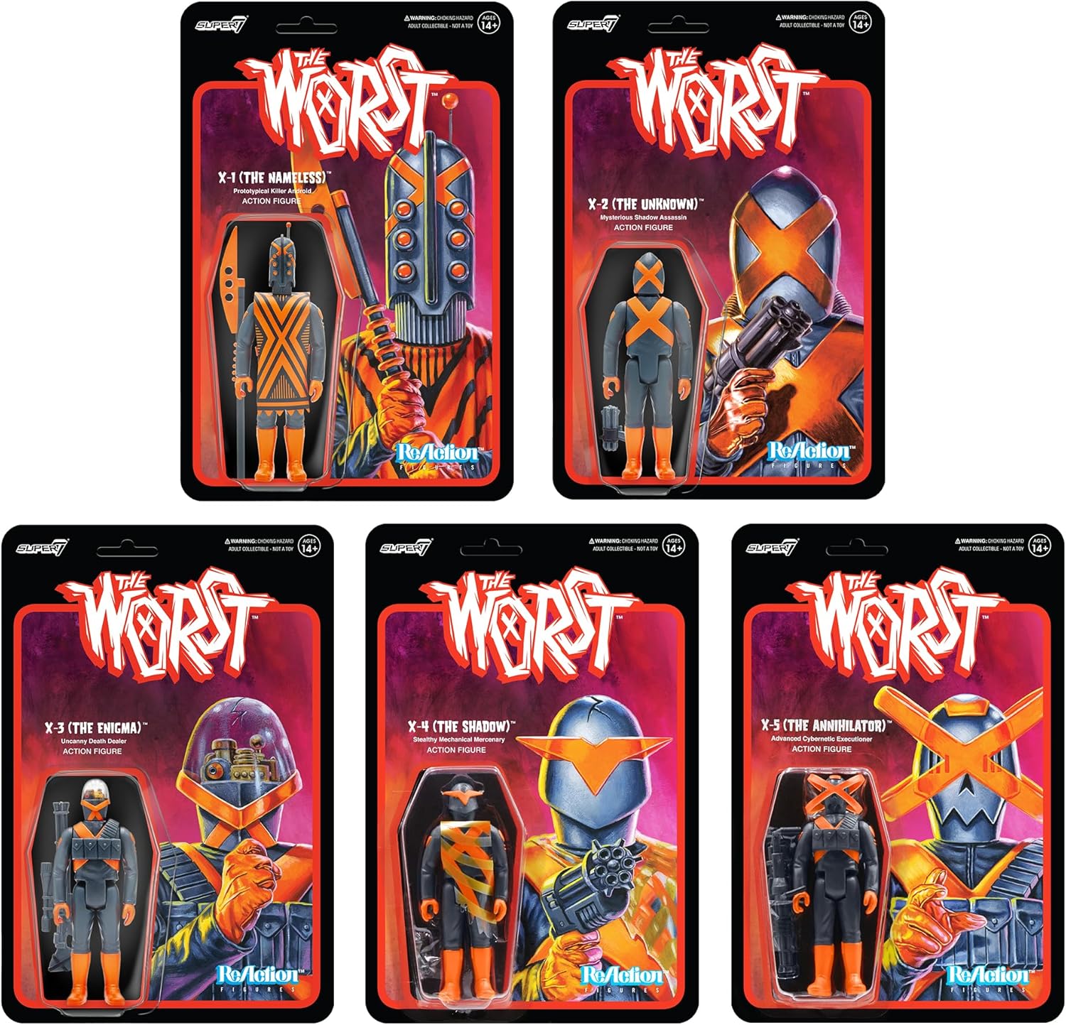 Super7 The Worst X-1 (The Nameless) - 3.75" The Worst Action Figure with Accessory Collectibles and Retro Toys