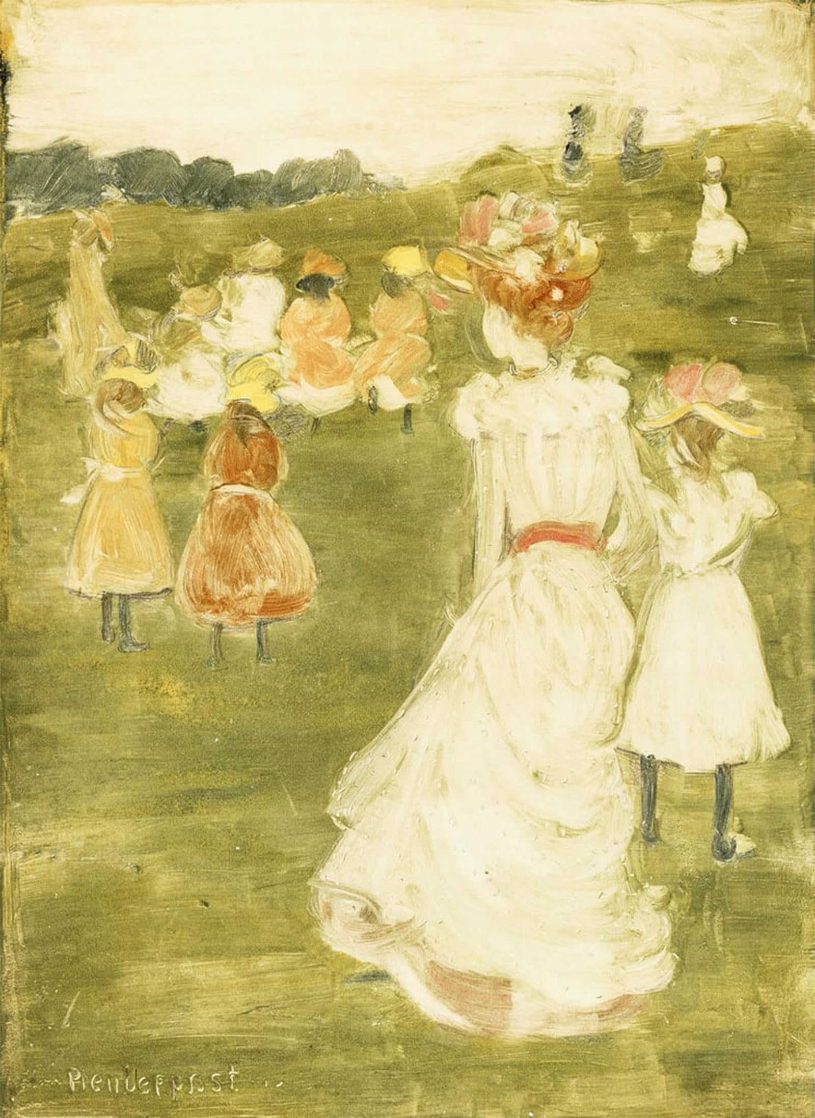 SERENDIPITP Abstract Painting Mural Print Picture Wall Decor Painting Figures in the Park by Maurice Brazil Prendergast Vintage Wall Artwork for Home Decor 60x90cm