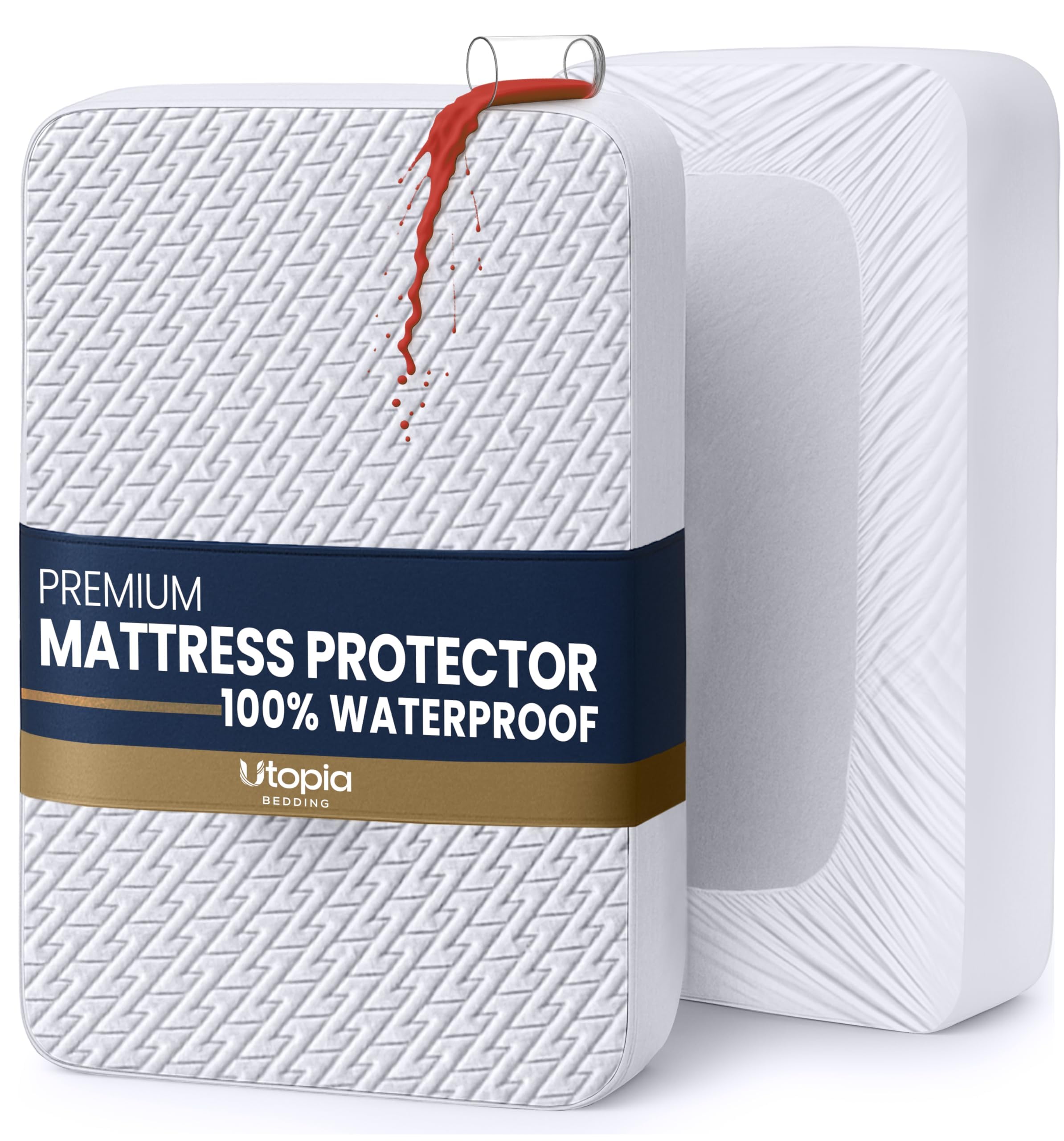 Utopia Bedding Waterproof Mattress Protector Zig Zag King Size Mattress Cover 180 x 200 x 30 cm Machine Washable — image 1
