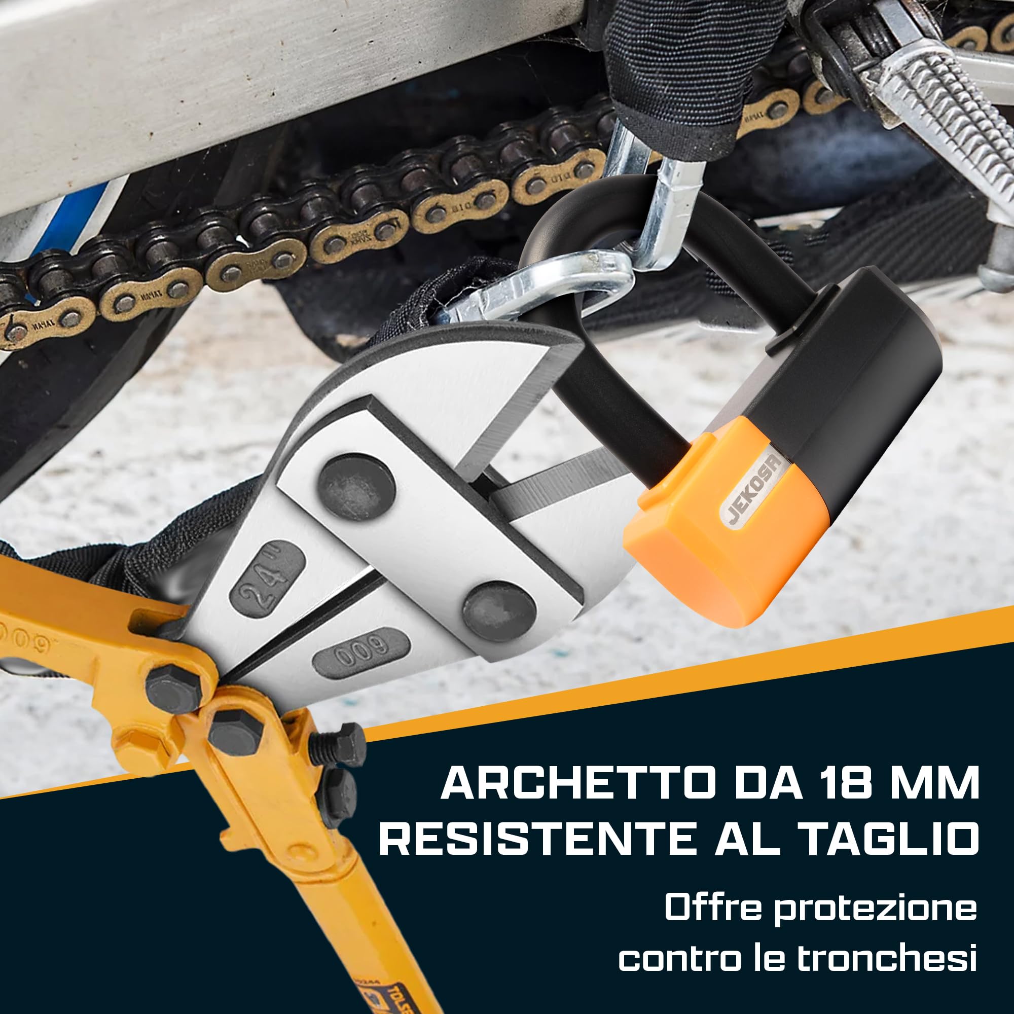 PBL110 Lucchetto Per Bicicletta Ad Alta Resistenza Con 5 Chiavi - Archetto In Acciaio Antitaglio Da 18 MM, Copertura In ABS Resistente Alle Intemperie | Lucchetti A U Per Moto, Scooter, Garage