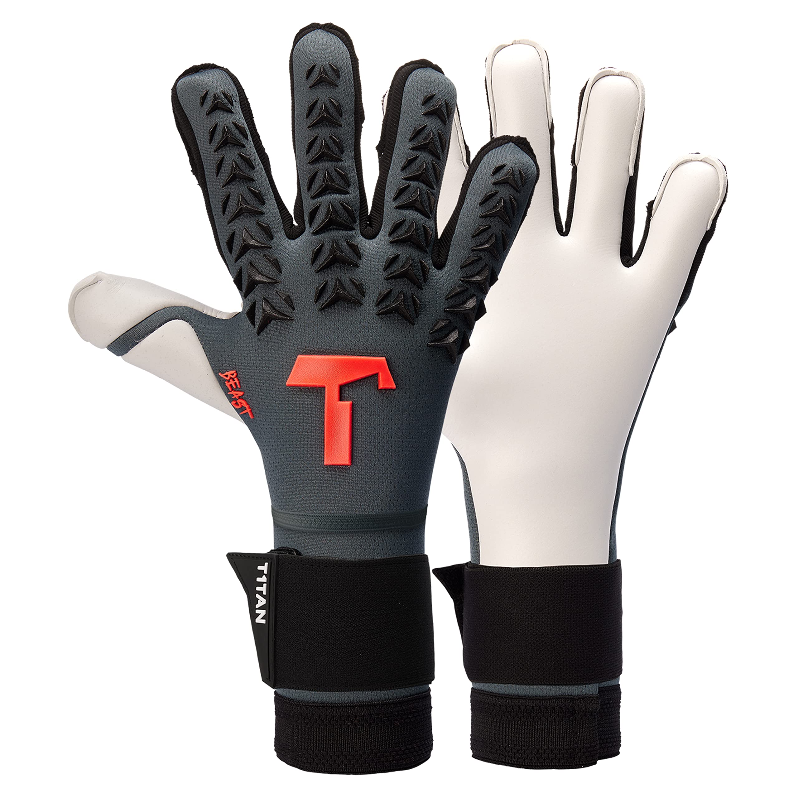 T1TAN Dark Beast + LC (FP) - Goalkeeper Gloves - with Finger Protection - Soccer Goalkeeper Gloves - Size 6
