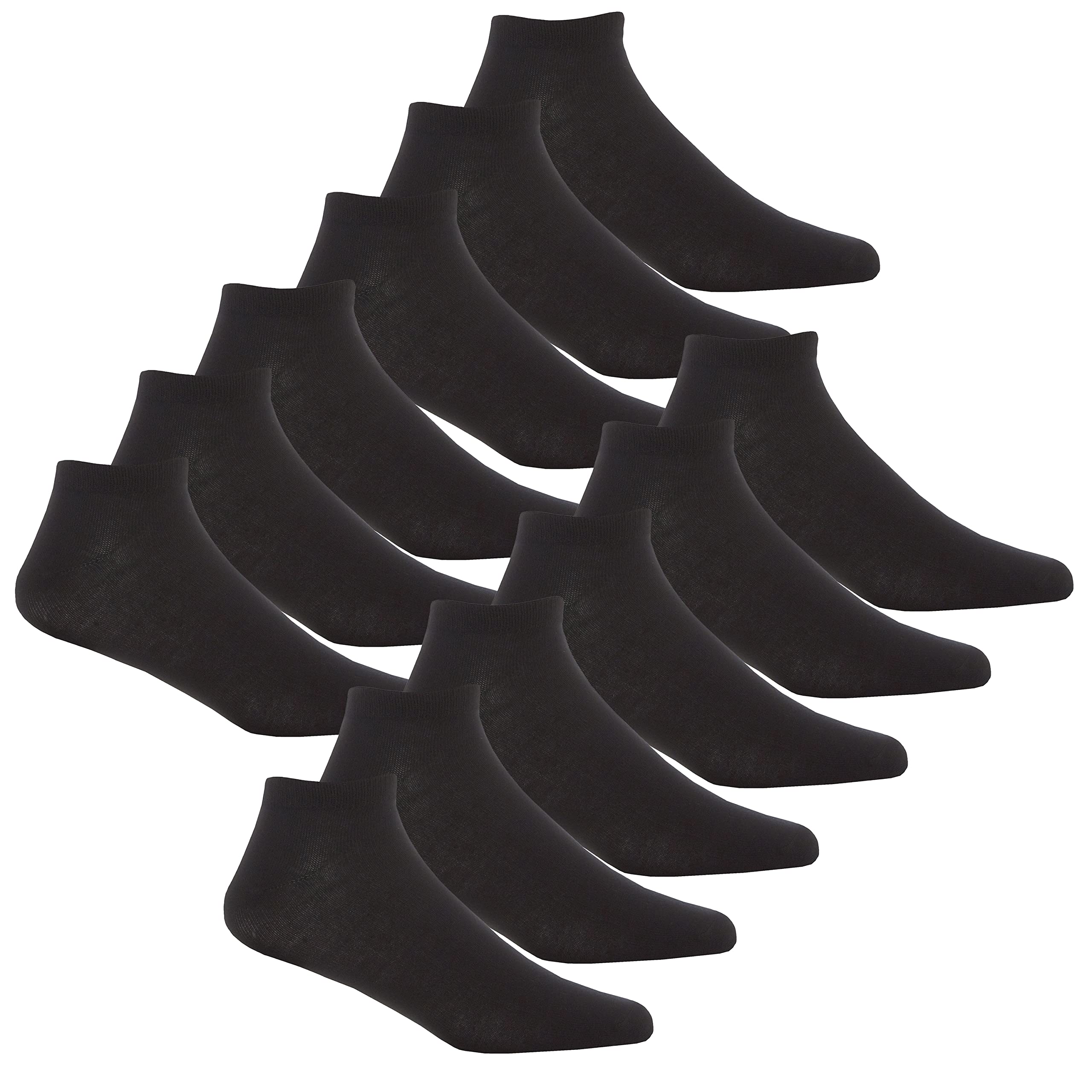 Undercover Men's 12 Pairs - Plain Black 12 Pairs Bamboo Trainer Socks 40B588 Black