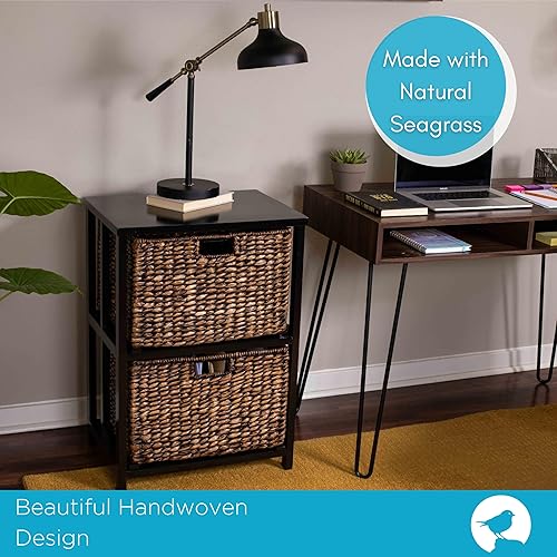 Miniatura 5 de BIRDROCK HOME Archivador de 2 niveles con parte superior de madera, archivador, almacenamiento de oficina en casa, mesita de noche, organizador