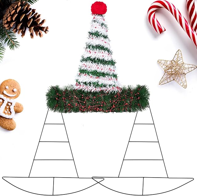 Hotop Witch Hat Metal Wreath Frame Tree Shaped Wreath Form Pirate Ship Metal Frame for DIY Crafting Centerpiece Pirate Party Winter Holiday New Year Wall Door Decor, 12.6 x 13.4 Inch (2 Pcs), Black