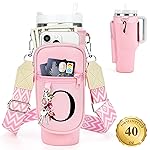 LOKASS Personalized Water Bottle Holder with Strap for Stanley Cup Accessories 40 oz Tumbler, Initial Water Bottle Carrier Bag W/Phone Pocket, for Women,Ideal for Thanksgiving/Christmas/New Year