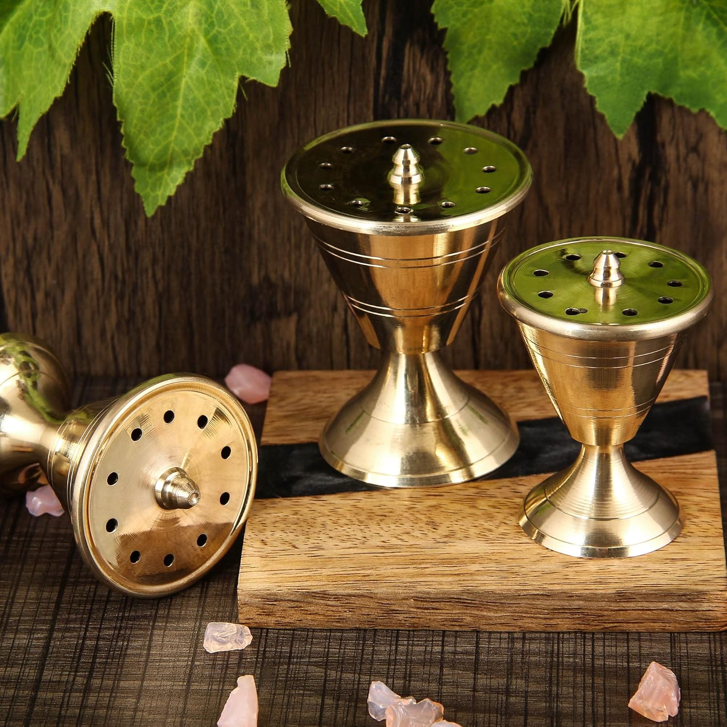 Handcraft 6.5cm Damru Incense Stick Holder Pure Brass Dhoop Agarbatti Stand/Holder Brass Incense Holder (Gold)