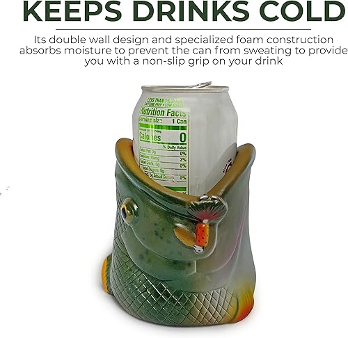 Miniatura 9 de Funda para latas con doble pared aislante, diseño de pescado, 12 oz