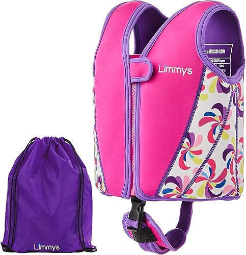 Limmys Chaleco de natación de neopreno prémium para niños, ayuda de natación ideal para niños, niñas y niños pequeños, chaqueta de natación de