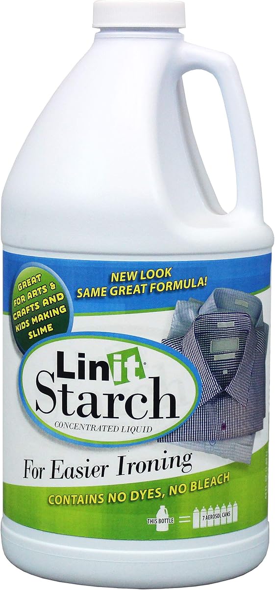 Linit Starch Crisp Classic Finish (64 oz.) - Almidón líquido para planchar ropa/Perfecto para liberar arrugas/Ideal para proyectos de arte y manualidades/Slime, papel maché, masilla tonta (408440)