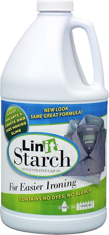 Linit Starch Crisp Classic Finish (64 oz.) - Almidón líquido para planchar ropa/Perfecto para liberar arrugas/Ideal para proyectos de arte y manualidades/Slime, papel maché, masilla tonta (408440)