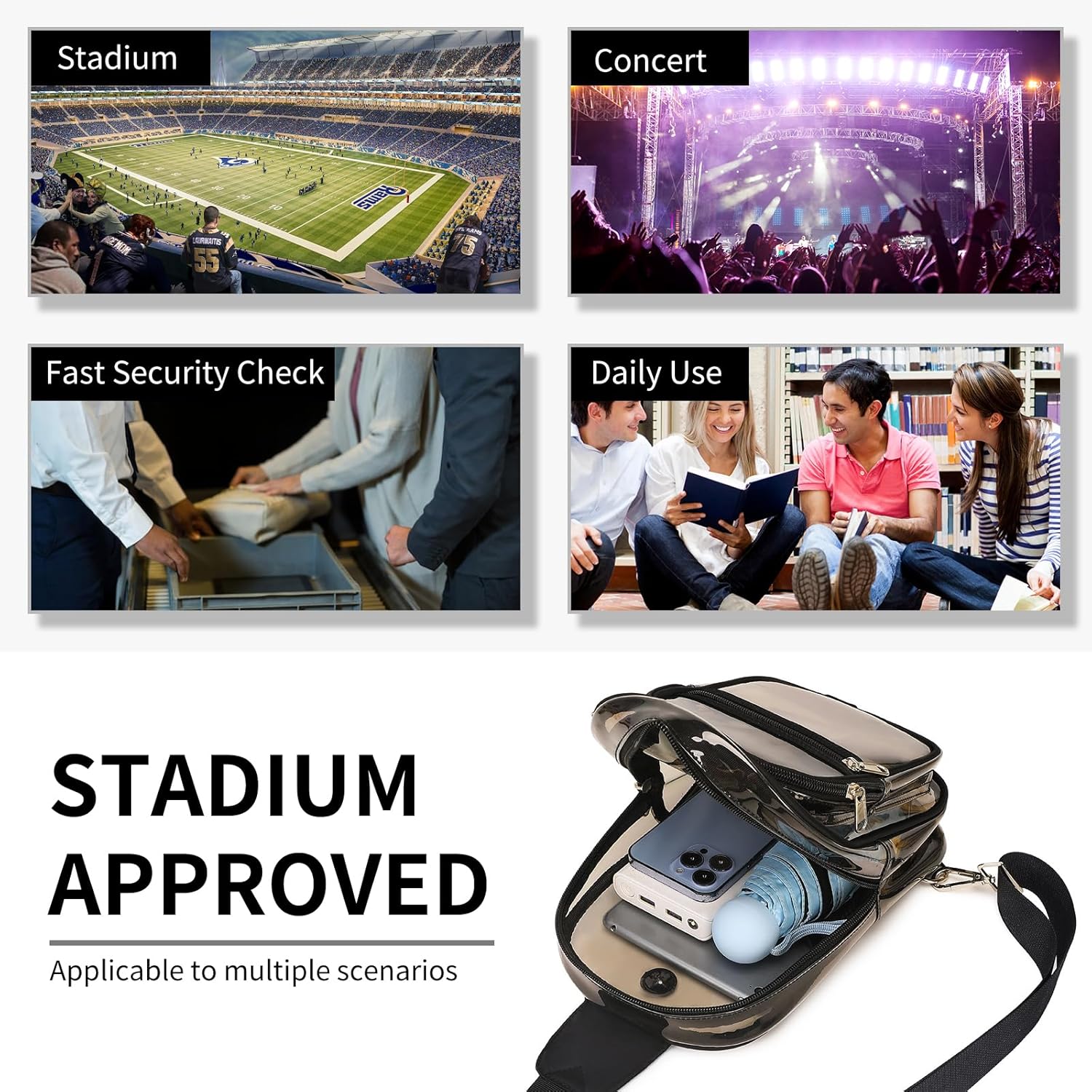 MOONBABY Clear Bag for Stadium Events, Clear Backpack Purse for Women Waterproof TPU Crossbody Fanny Pack | for Stadium Events, Waterproof, TPU - Image 9