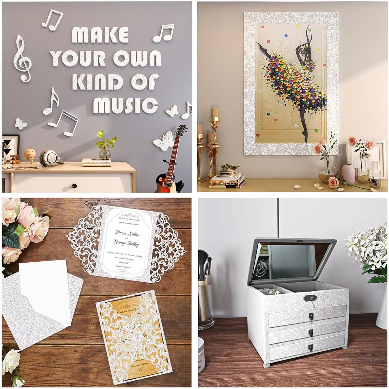 FunStick 3.9"x472" Pearl White Glitter Wallpaper Border Peel and Stick Sparkly White Wallpaper Borders for Bedroom Bathroom Mirror Frame Border Wallpaper Removable Glitter Contact Paper for Wall Decor