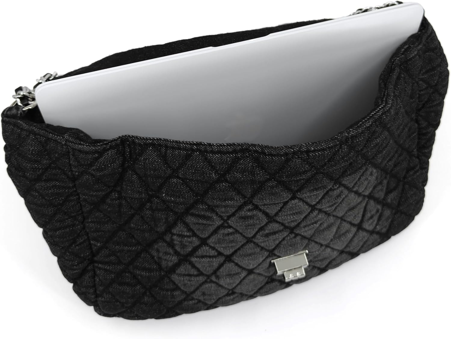 Quilted Denim Purse, Shoulder Bag for Women, Crossbody Flap Tote Bag,Silver Chain Hobo Bag, Vintage Washed Jean Purse - Image 7