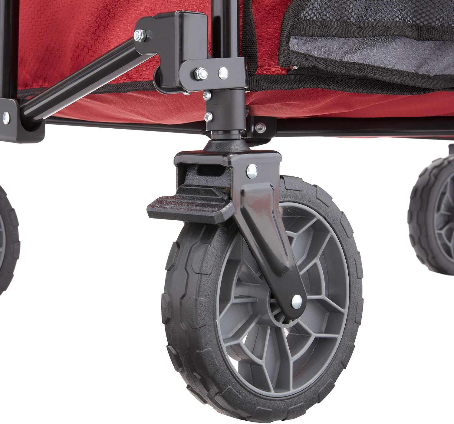 Gorilla Carts 7 Cubic Feet Foldable Collapsible Durable All Terrain Utility Pull Beach Wagon with Oversized Bed and Built in Cup Holders, Red